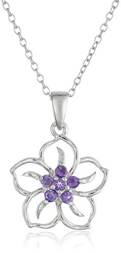 Sterling Silver African Amethyst Flower Necklace, 18