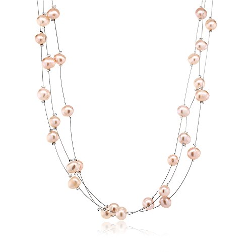 Pink Cultured Freshwater Pearl Necklace Earrings Set