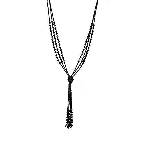 Vintage Style Charcoal Black Multitier Beaded Womens Necklace