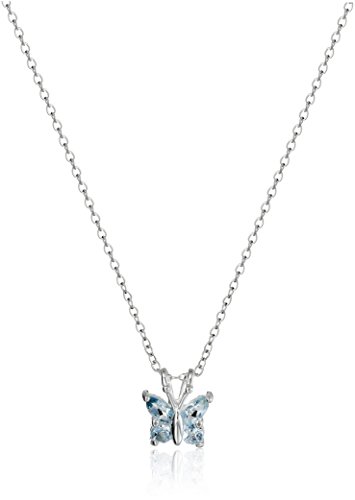 Sky Blue Topaz Butterfly Pendant Necklace, 18