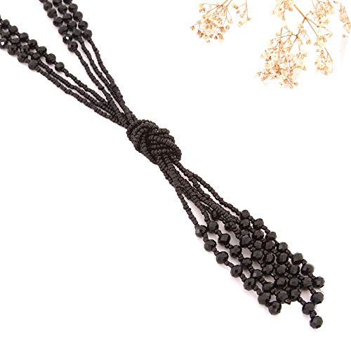 Vintage Style Charcoal Black Multitier Beaded Womens Necklace