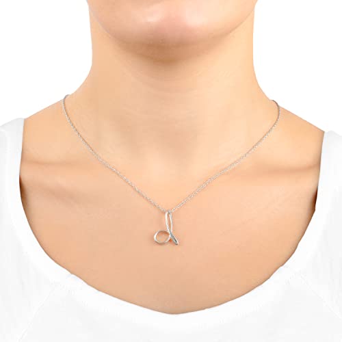 Amazon Collection Sterling Silver "D" Pendant Necklace, 18