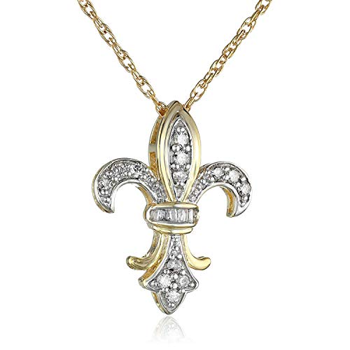 18K Gold Plated .925 Sterling Fleur-de-Lis Diamond Necklace