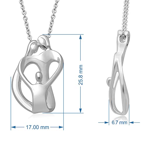 Family Heart Pendant Necklace - Sterling Silver, 18