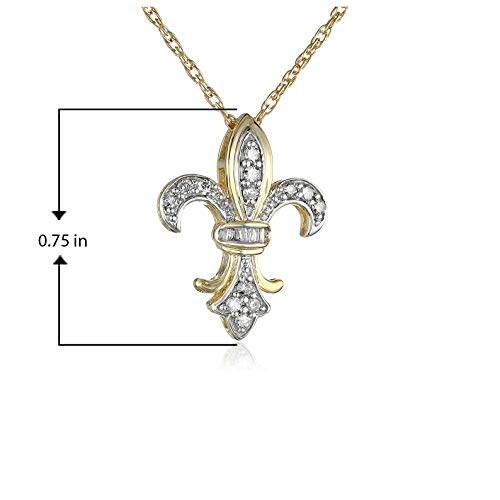 18K Gold Plated .925 Sterling Fleur-de-Lis Diamond Necklace