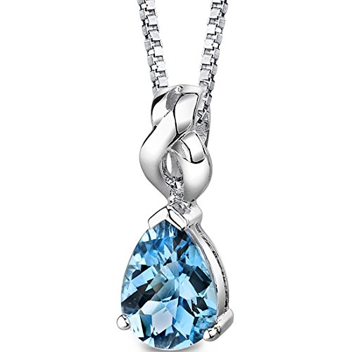 Swiss Blue Topaz Pendant Necklace - Sterling Silver