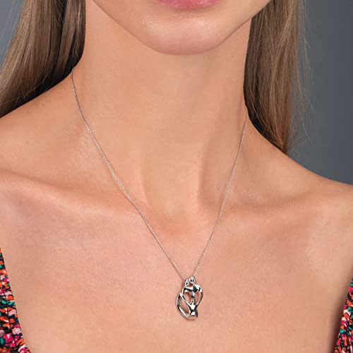 Family Heart Pendant Necklace - Sterling Silver, 18