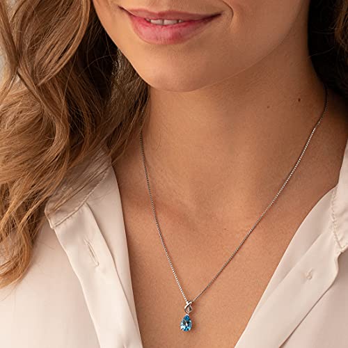 Swiss Blue Topaz Pendant Necklace - Sterling Silver