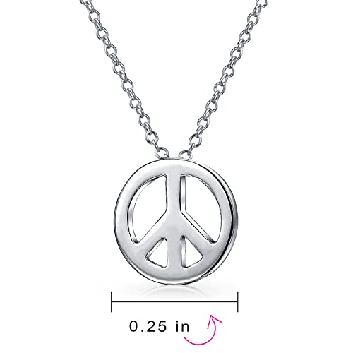 Sterling Silver World Peace Sign Pendant Necklace Women