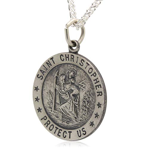 Sterling Silver St. Christopher Necklace with 24" chain
