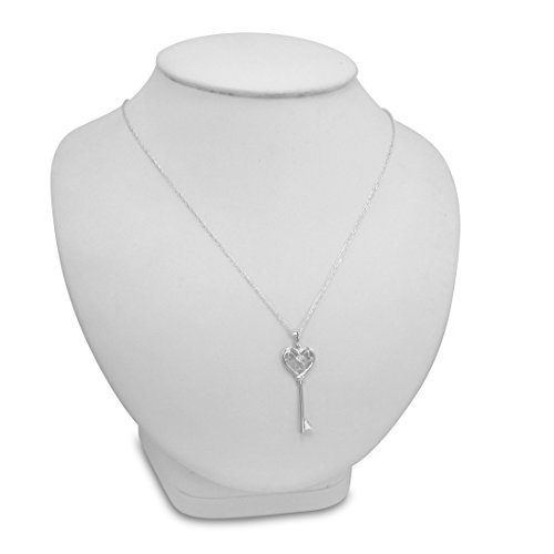 Sterling Silver Diamond Key Pendant Necklace for Women