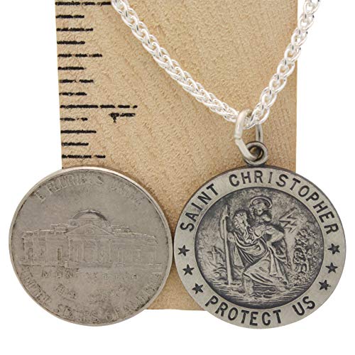 Sterling Silver St. Christopher Necklace with 24" chain