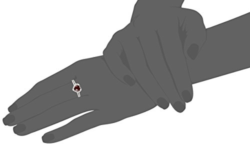 Heart Shape Diamonds Silver Created Ruby Ring - Size 8