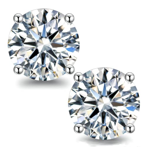 D Color VVS1 Round Moissanite Stud Earrings