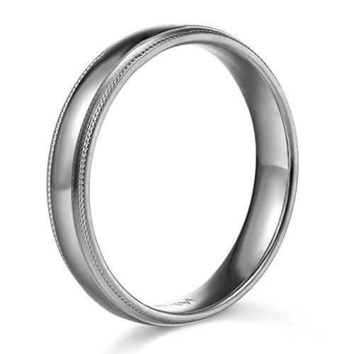 White Gold Milgrain Wedding Band 14k - Size 9