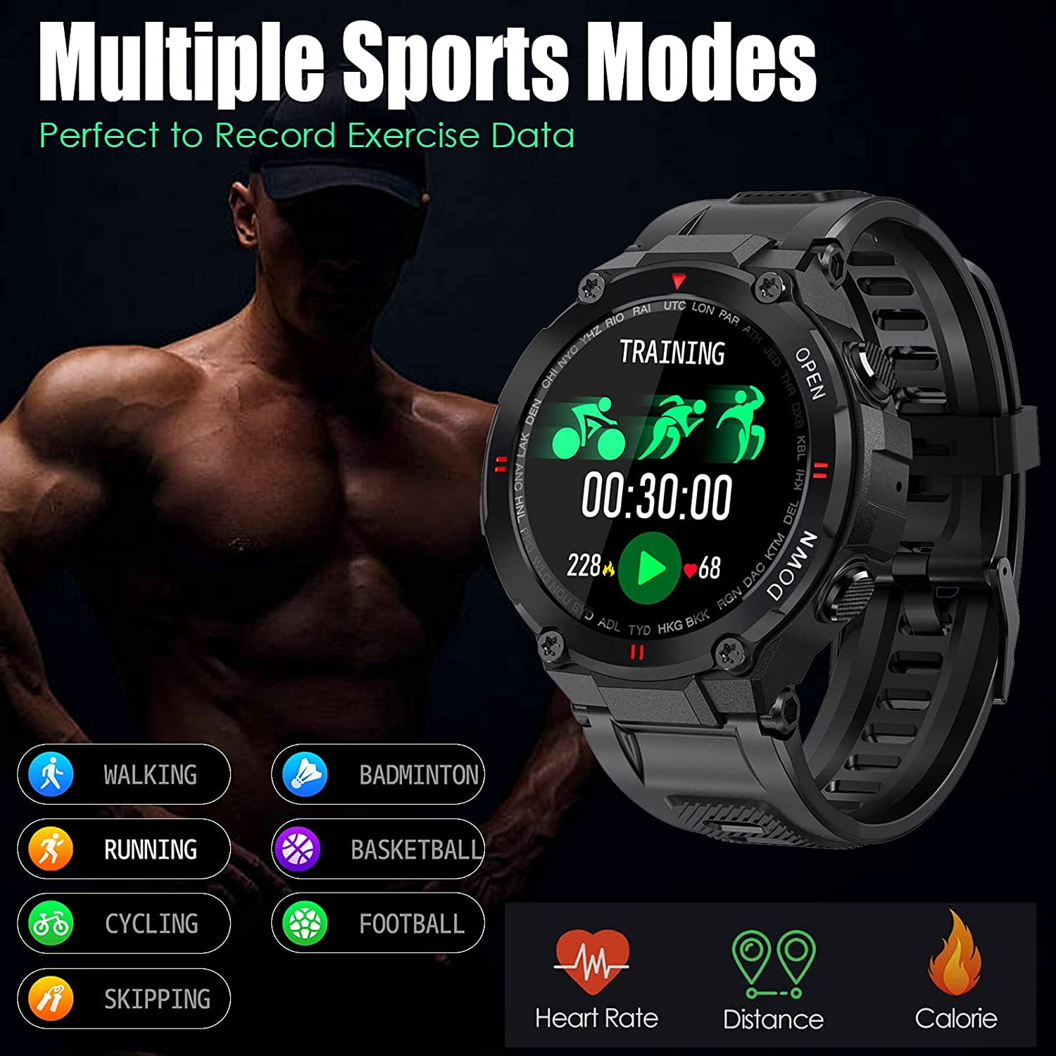 Cyberdyer K27 Tactical Smart Watch - Black