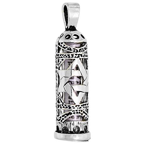 Silver Mezuzah Pendant with Star of David Design