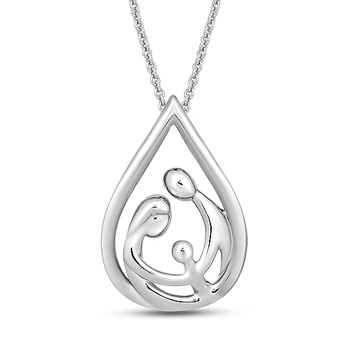Silver Parent & Child Pendant Necklace, 18" Chain