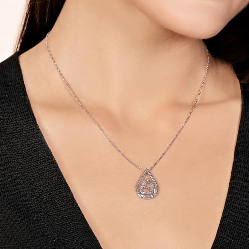 Silver Parent & Child Pendant Necklace, 18" Chain