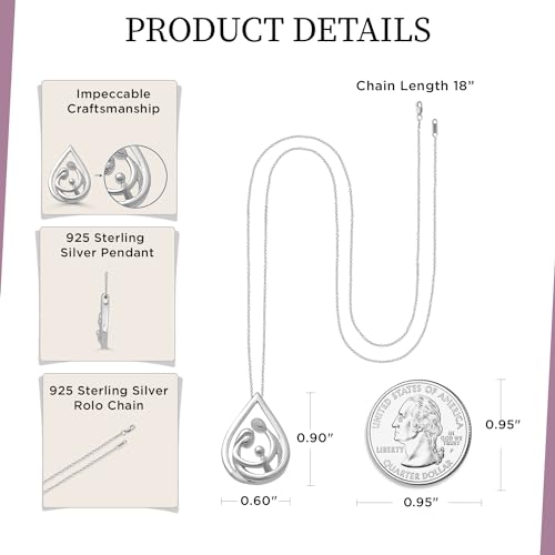 Silver Parent & Child Pendant Necklace, 18" Chain