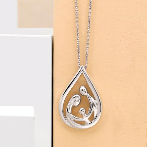 Silver Parent & Child Pendant Necklace, 18" Chain