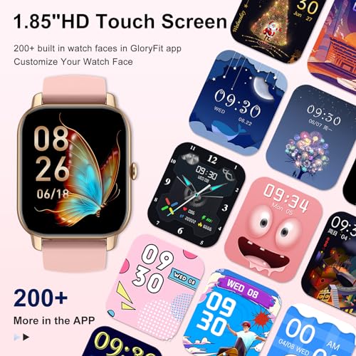 1.85" Smart Watch with 110+ Sport Modes, Heart Rate Monitor, IP68 Waterproof - Pink