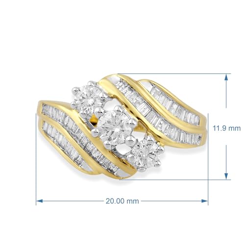 Yellow Gold 3 Stone Diamond Engagement Ring Size 7