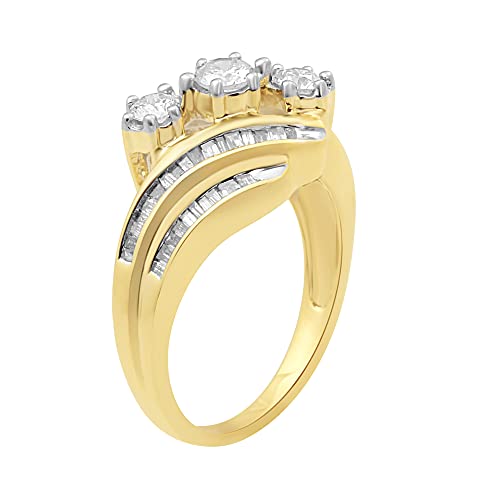 Yellow Gold 3 Stone Diamond Engagement Ring Size 7