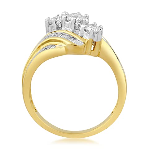 Yellow Gold 3 Stone Diamond Engagement Ring Size 7