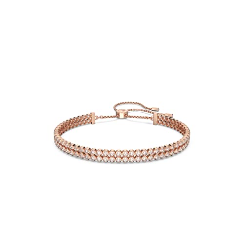 Rose-Gold Tone Swarovski Tennis Bracelet with Clear Crystals