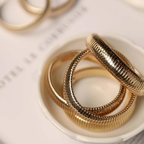 Gold Tone Plated Chunky Bangle Bracelets Set for Women