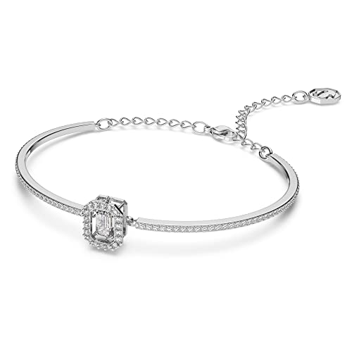 White Octagon Cut SWAROVSKI Bangle - Rhodium Plated