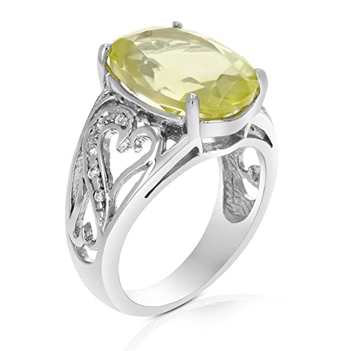 Lemon Quartz Ring in .925 Sterling Silver Oval Shape