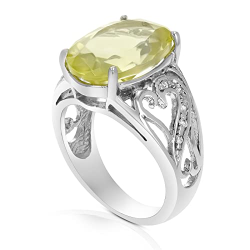 Lemon Quartz Ring in .925 Sterling Silver Oval Shape