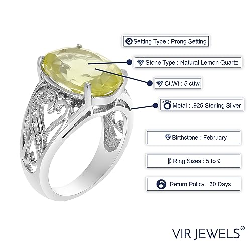 Lemon Quartz Ring in .925 Sterling Silver Oval Shape