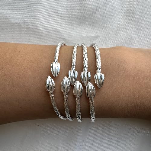 Handmade .925 Sterling Silver Cocoa Pod Bangles