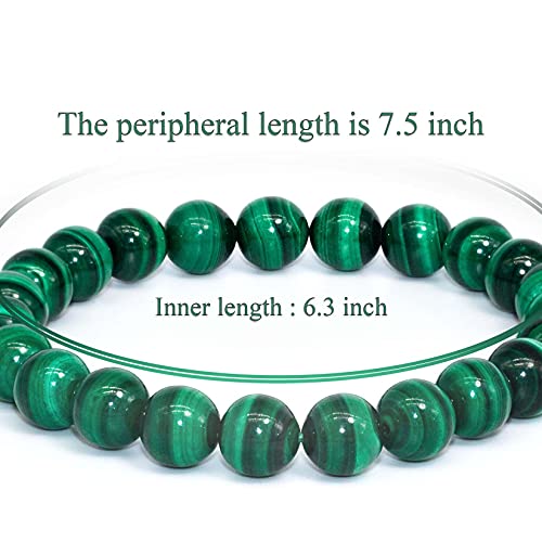 Handmade Malachite Gem Bracelet with 8mm Beads