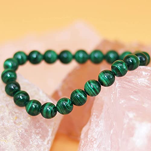 Handmade Malachite Gem Bracelet with 8mm Beads