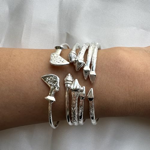 Better Jewelry Elegant Pointed Ends Solid .925 Sterling Silver West Indian Bangles, 1 pair
