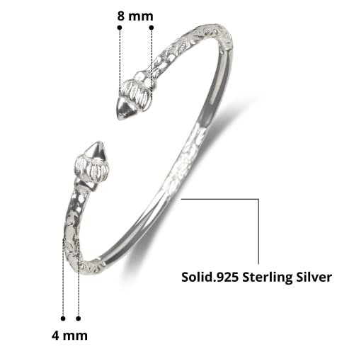 Ridged Arrow .925 Sterling Silver West Indian Bangles Cuff Bangles Bangle Bracelet Caribbean Jewelry Women Mom Wife Valentine Mothers day Gift (Pair 67g) (MADE IN USA)