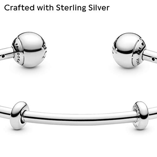 Pandora Moments Sterling Silver Open Bangle for Women - Compatible Moments Charms - Sterling Silver Bracelet - Gift for Her - 6.9", With Gift Box