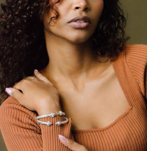 Ridged Arrow .925 Sterling Silver West Indian Bangles Cuff Bangles Bangle Bracelet Caribbean Jewelry Women Mom Wife Valentine Mothers day Gift (Pair 67g) (MADE IN USA)