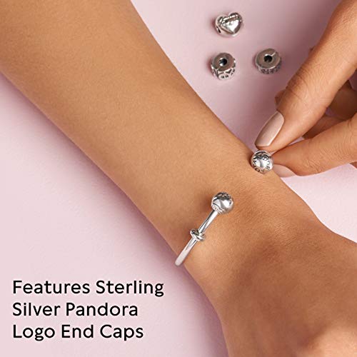 Pandora Moments Sterling Silver Open Bangle for Women - Compatible Moments Charms - Sterling Silver Bracelet - Gift for Her - 6.9", With Gift Box