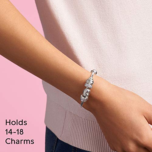 Pandora Moments Sterling Silver Open Bangle for Women - Compatible Moments Charms - Sterling Silver Bracelet - Gift for Her - 6.9", With Gift Box