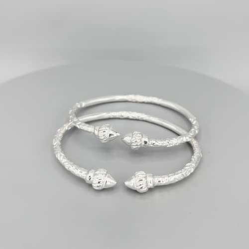 Ridged Arrow .925 Sterling Silver West Indian Bangles Cuff Bangles Bangle Bracelet Caribbean Jewelry Women Mom Wife Valentine Mothers day Gift (Pair 67g) (MADE IN USA)