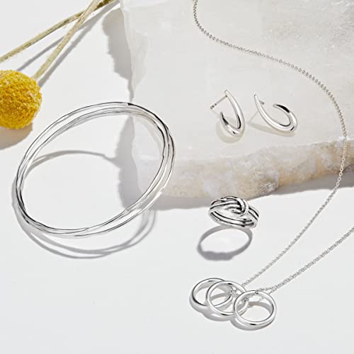 Silpada 'Empowered' Set of Three Bangle Bracelets in Sterling Silver, 8''