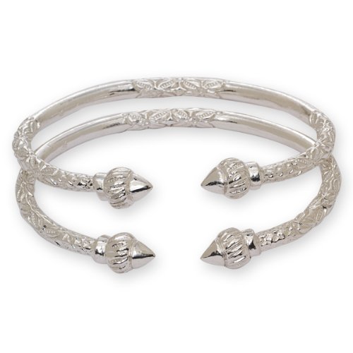 Ridged Arrow .925 Sterling Silver West Indian Bangles Cuff Bangles Bangle Bracelet Caribbean Jewelry Women Mom Wife Valentine Mothers day Gift (Pair 67g) (MADE IN USA)