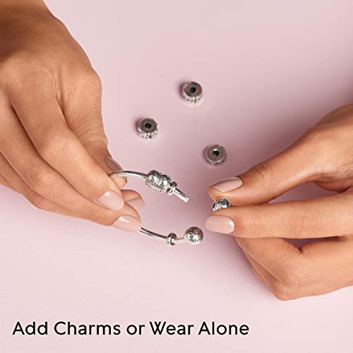 Pandora Moments Sterling Silver Open Bangle for Women - Compatible Moments Charms - Sterling Silver Bracelet - Gift for Her - 6.9", With Gift Box