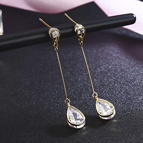 18K Gold Plated Cubic Zirconia Teardrop Earrings