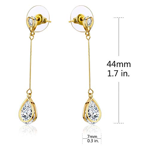 18K Gold Plated Cubic Zirconia Teardrop Earrings